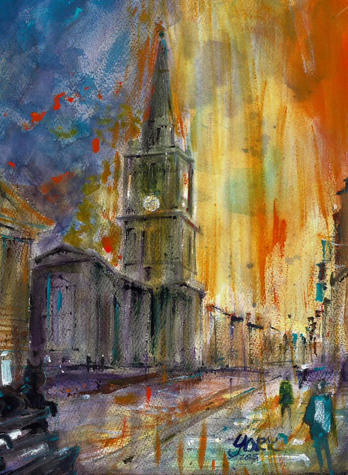 The Royal Mile, Watercolor John Randall York