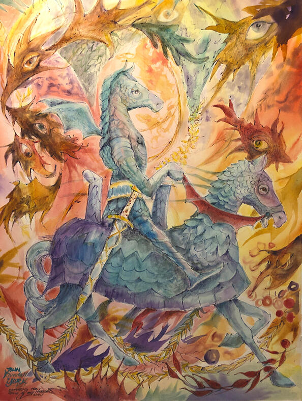 Entering the house of my heroes watercolor by John Randall York