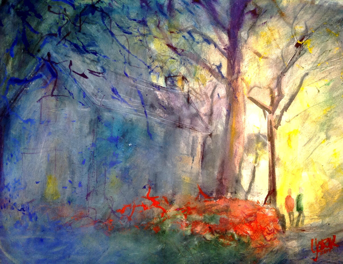 Evening in the Azalea District, watercolor by John Randall York